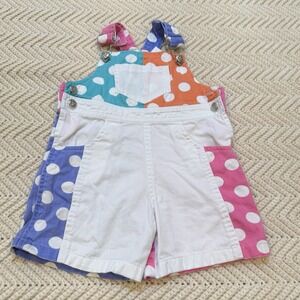 Honors Overalls Size 2T White Pink Purple Polkadot Vintage Retro 90s Shortalls